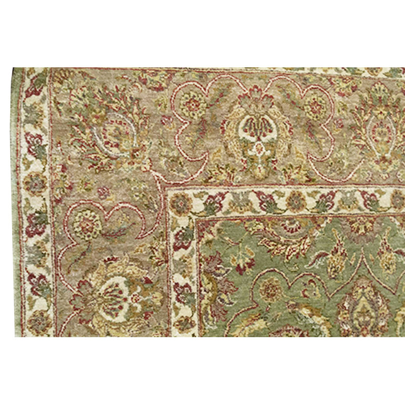 Tapis vert et crème noué à la main de haute qualité