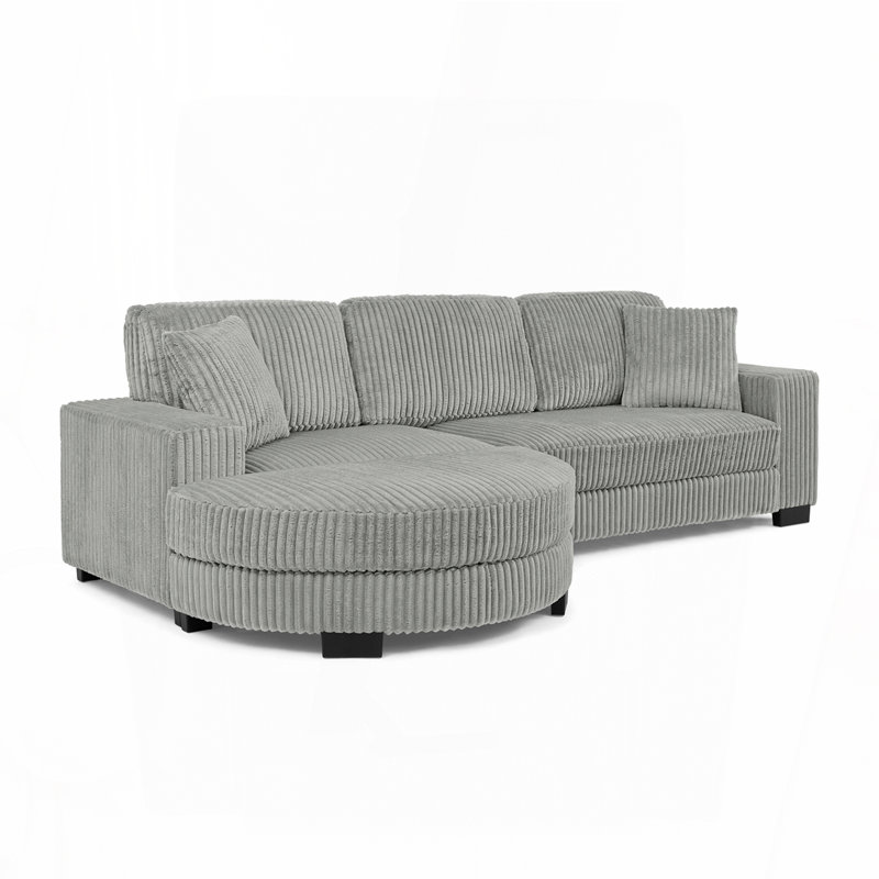 Canapé-lit modulaire rembourré en velours Corduroy, Gris