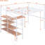 Lit mezzanine en métal blanc avec bureau et rangement latéral - Meuble de bureau latéral fonctionnel et contemporain essentiel