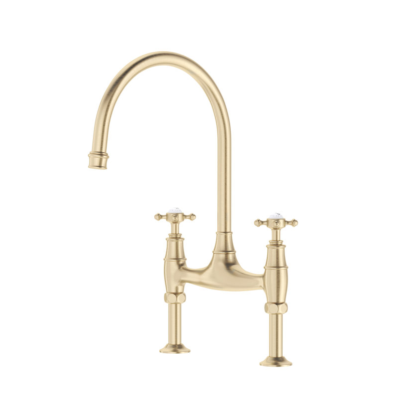 Georgian Era™ Straight Deck Unions for Bridge Faucet, Satin English Gold