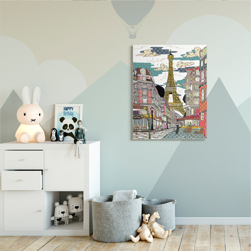 Christifère Christifer, patchwork de Paris, Toile tendue, H 48 po x l 36 po x P 1,5 po