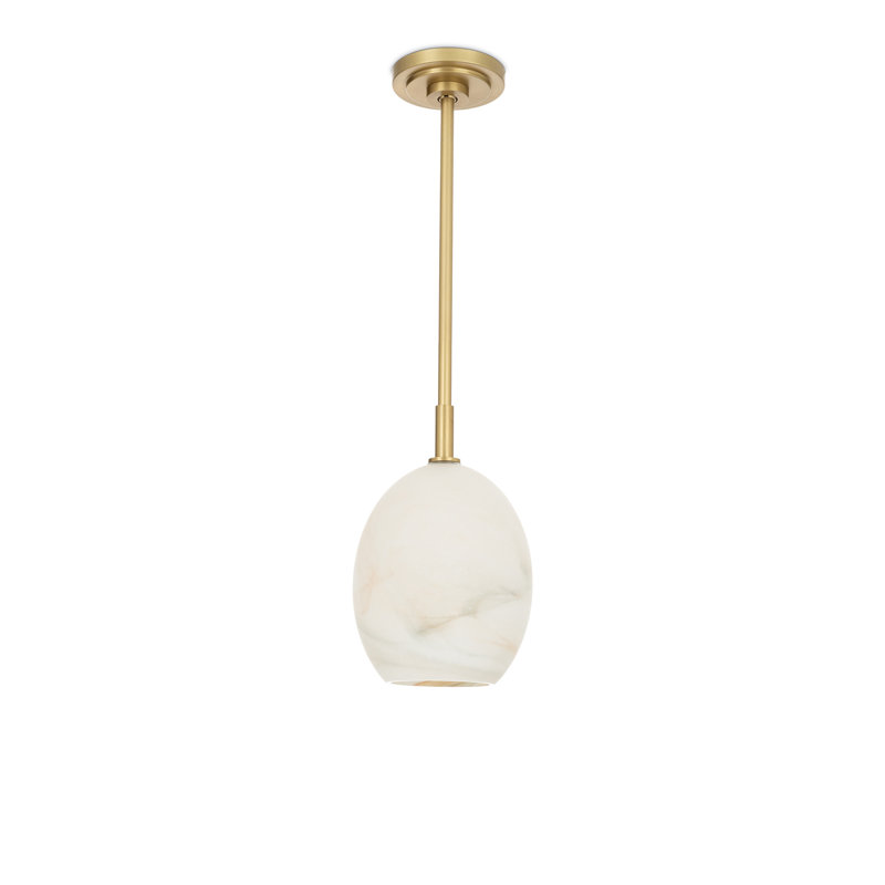 Luminaire suspendu simple Artemis (verre), Laiton naturel, Albâtre