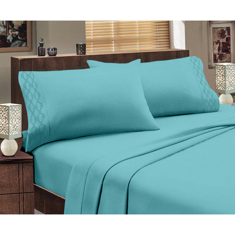 Ensemble de draps Chamberlain London, Ensemble de draps grand lit avec drap-housse et 1 , Bleu sarcelle