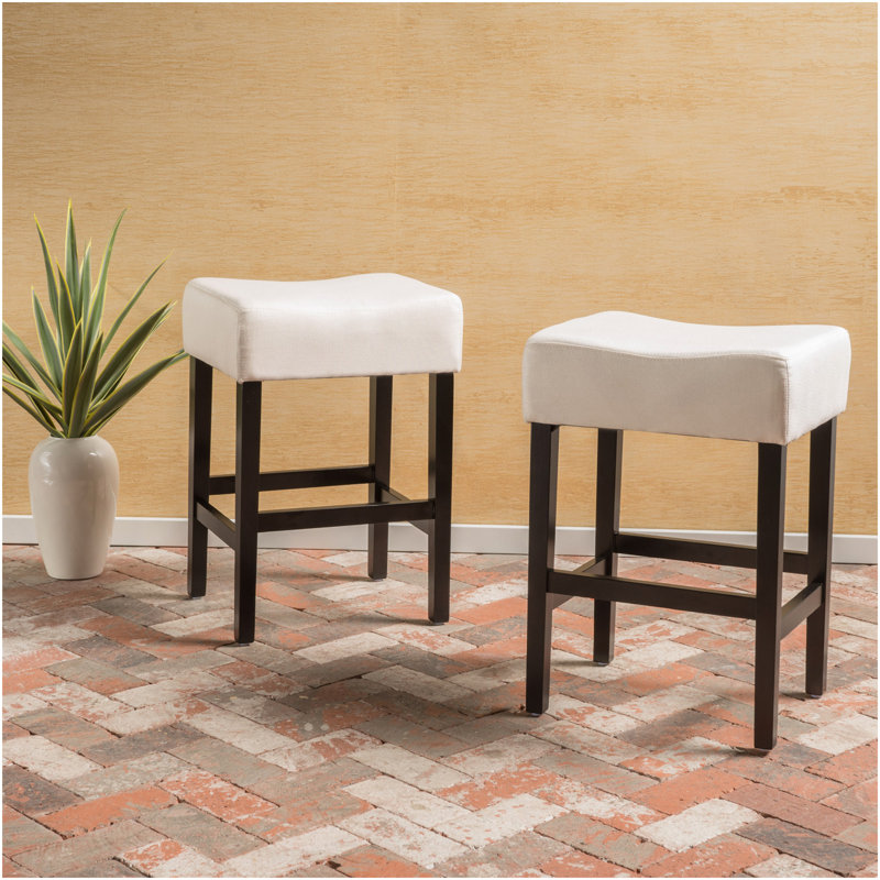 Ensemble de 2 tabourets de bar à hauteur de comptoir sans dossier 26,75 po, beige, Beige