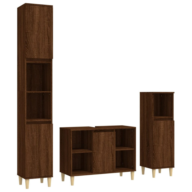 Hoehn Bathroom Furniture Suite, Dark Wood