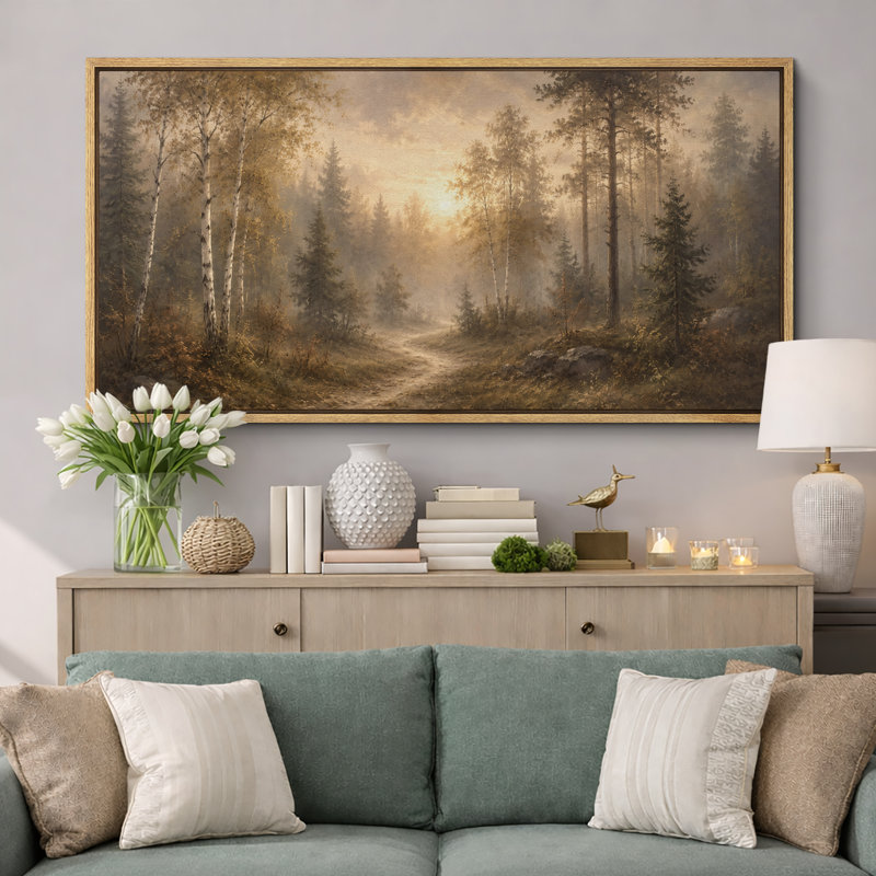Sunlit Birch Forest Path , H 30 po x l 60 po x P 1,5 po, Cadre naturel