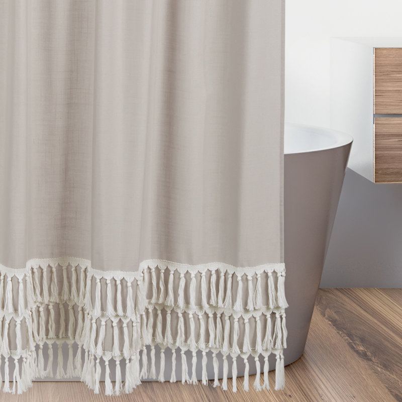 Rideau de douche Boho, Taupe / ivoire