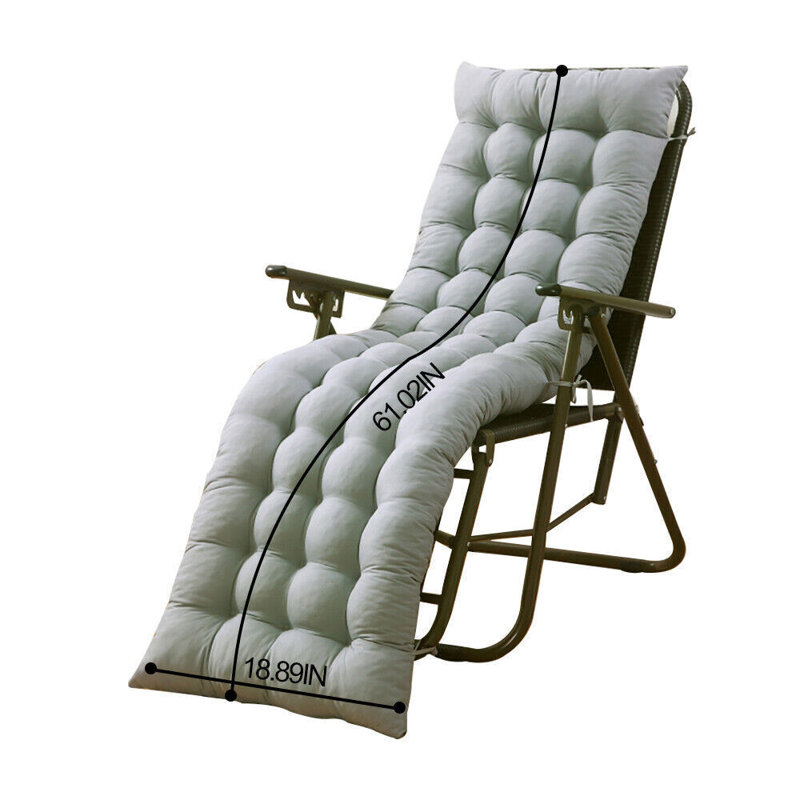 61"X19" Deck Lounge Chair Cushion Soft Seat Patio Cushion Covers Seat Pad Recliner Mat, Solid Color, Gray