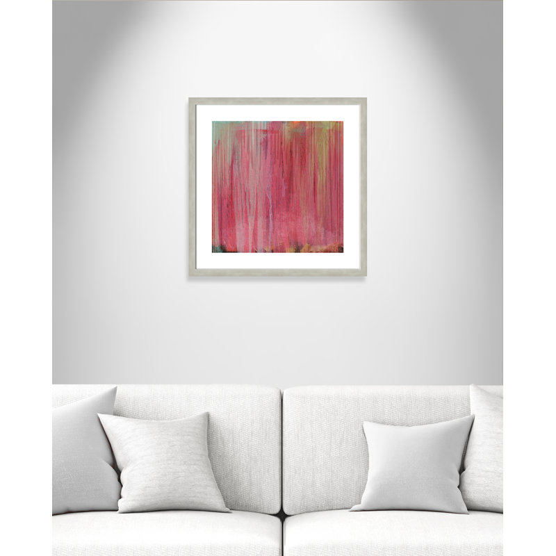 Cascade rose - peinture encadrée, H 24 po x l 24 po x P 1,13 po, Argent chaleureux