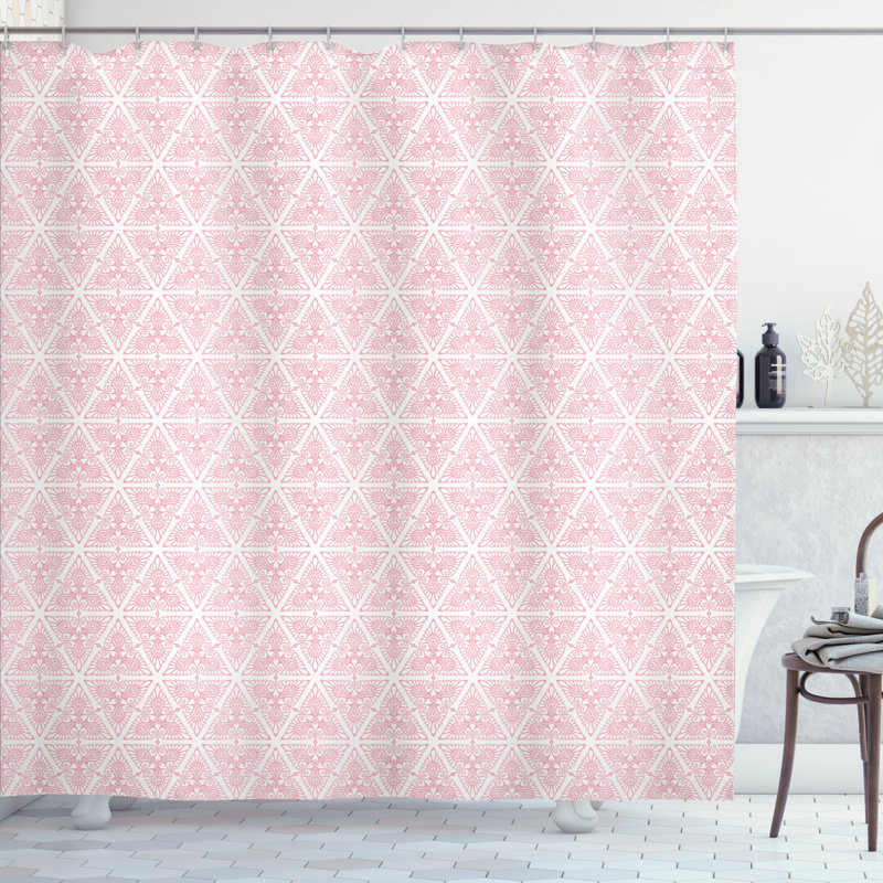 Ensemble de rideau de douche + crochets, Rose pâle, H 84 po x l 69 po
