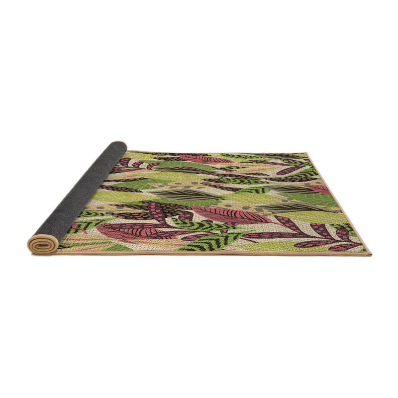 Tapis rond brun à motif floral, Rond 6 pi