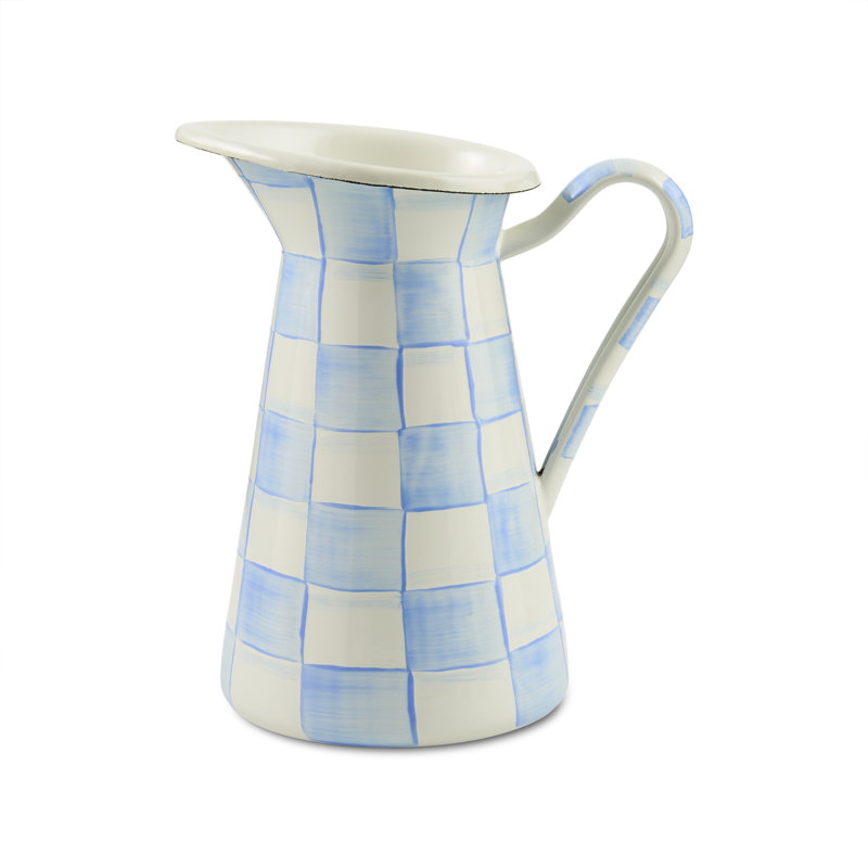 Sky Check Medium Practical Pitcher, White