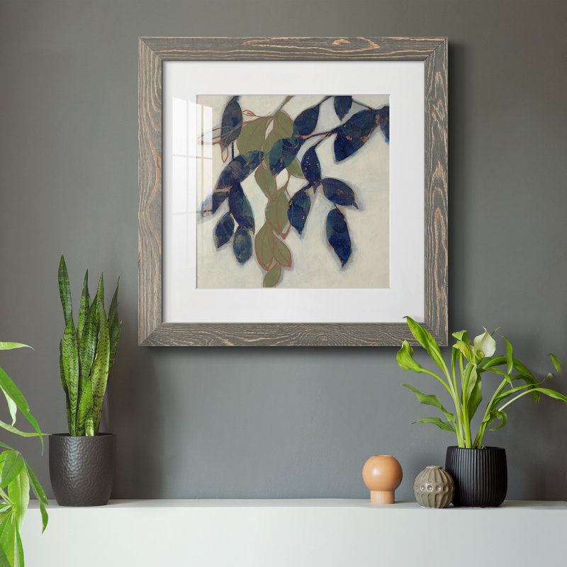 «I Entwined Leaves I-Premium», reproduction encadrée - prête à être accrochée, H 31,5 po x l 31,5 po x P 1,5 po, Encadré gris