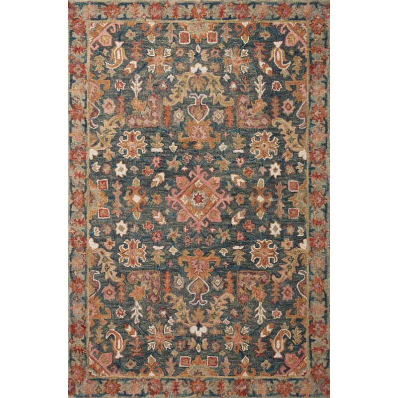 Hand Hooked Wool Oriental Indoor Rug, Rectangle 3'6" x 5'6"