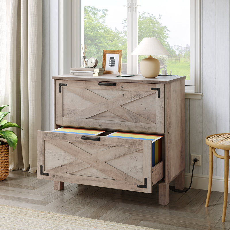 31.5'' Wide 2 -Drawer File Cabinet with Charging Station