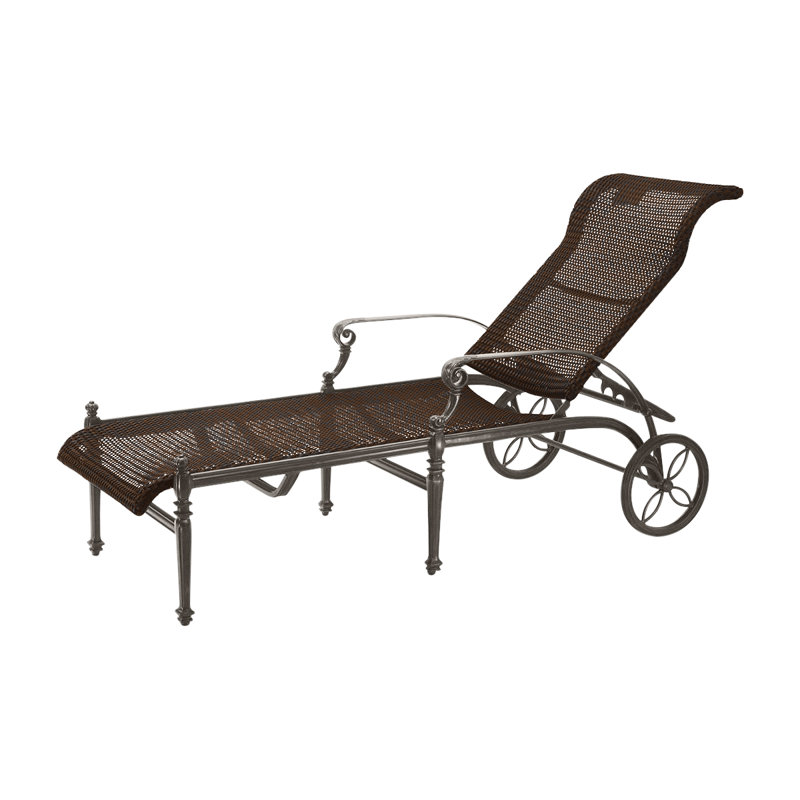 Grand Terrace Woven Chaise Lounge, Vintage, Chestnut Wicker
