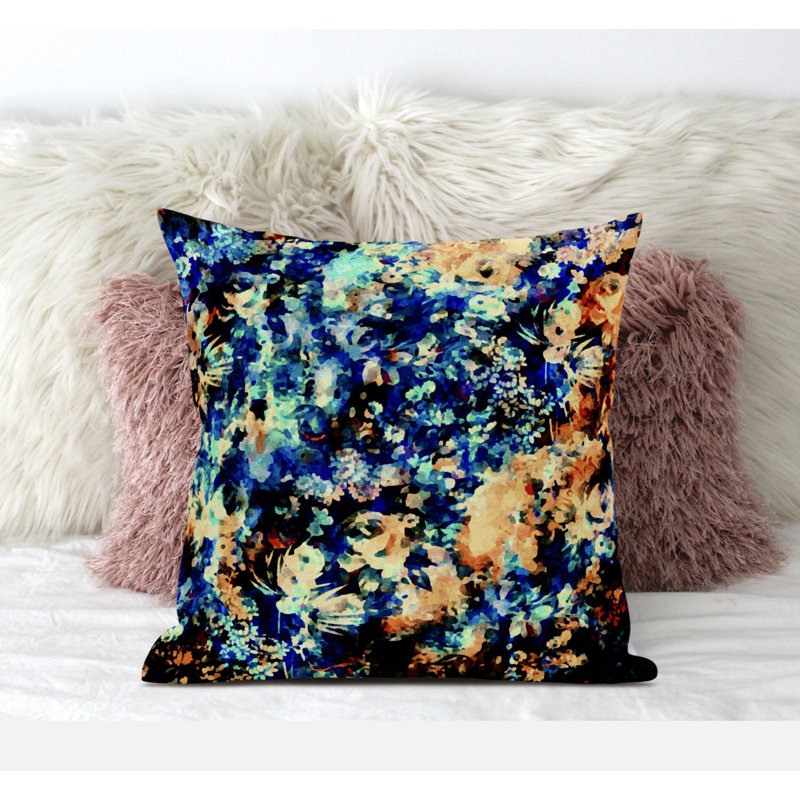 Oreiller en faux suède Sea Garden, H 18 po x l 18 po, Multicolore