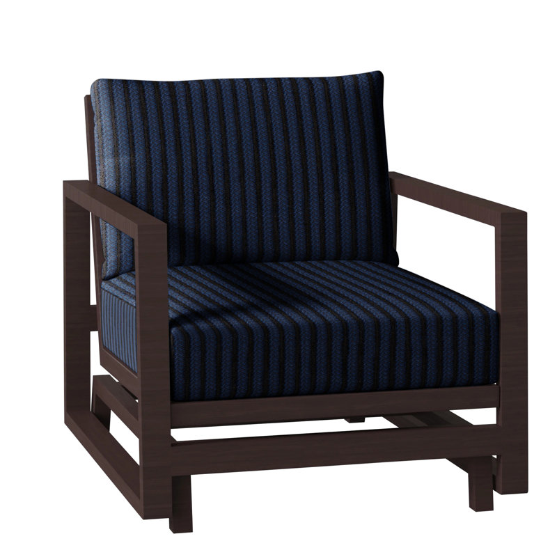 Avondale Patio Lounge Chair with Cushions, Cabana Stripe Midnight, Avondale Aluminum #60 Oak, No Welt