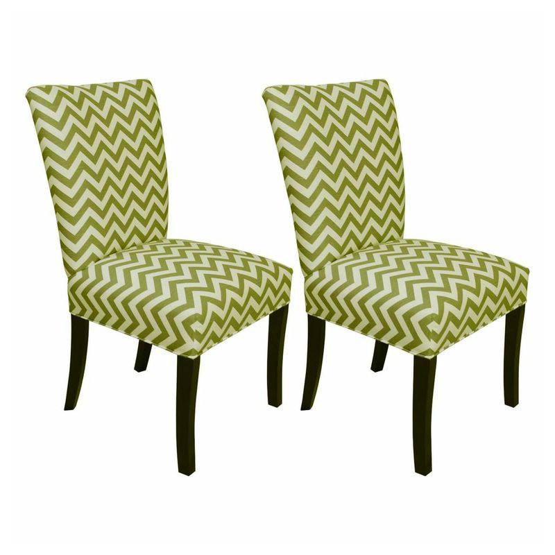 21'' H Upholstered Dining Chair, Zig Zag Green / Natural