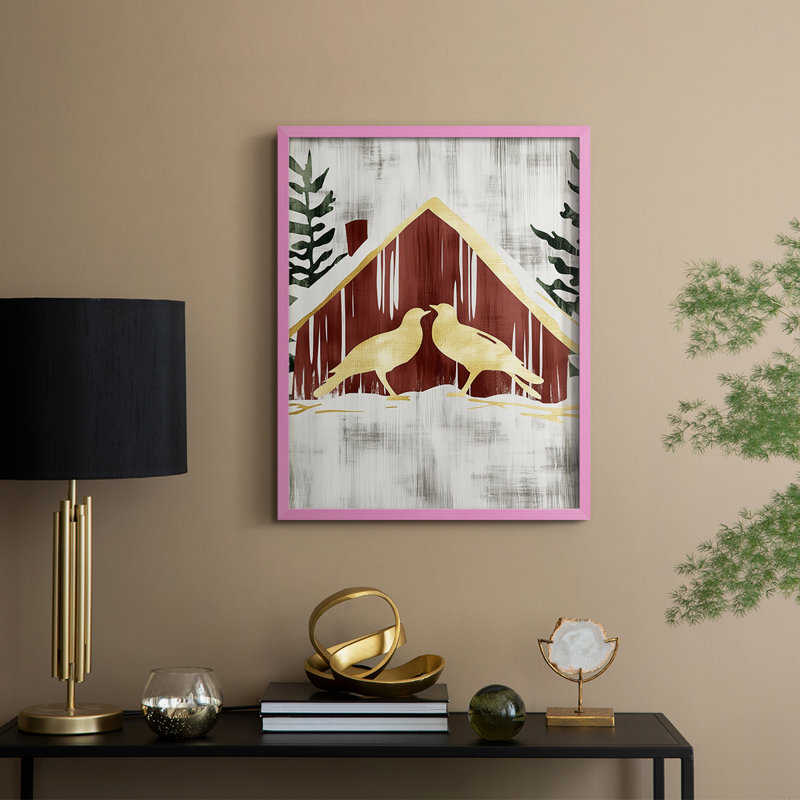 Reproduction encadrée - bois massif, Rose, H 11 po x l 9 po
