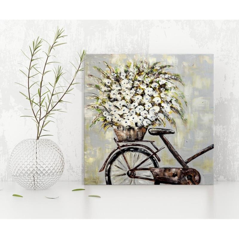 Leinwandbild - Grafikdruck „Flowers on a Bicycle”