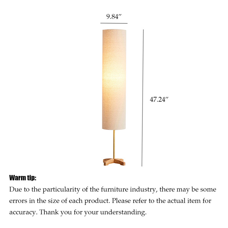 Lampe sur pied en tissu et bois massif de style Wabi-Sabi