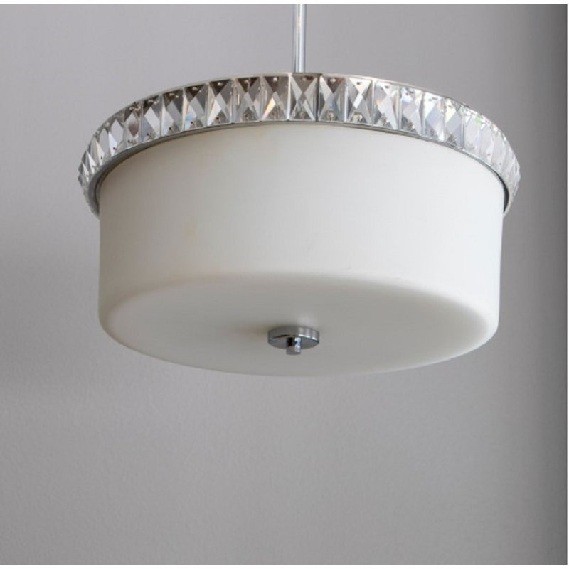 Luminaire suspendu en cristal et verre 3 lumières Thera Cora, argent et transparent