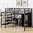 Metal Loft Bed With Table Set And Wardrobe, Full