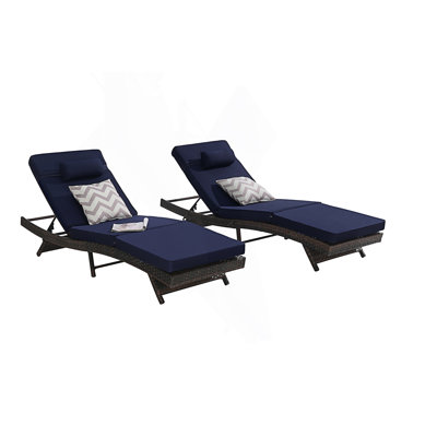 Set Of 2 Outdoor Long Reclining Chair, Reclining Lounge Chair, Lawn Sunbathing Chairs