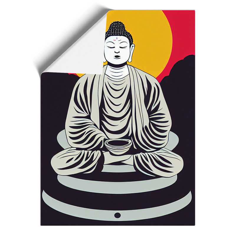 Buddha by Setting Sun - Wall Art, 59.4cm H x 42cm W, Paper, No Matte