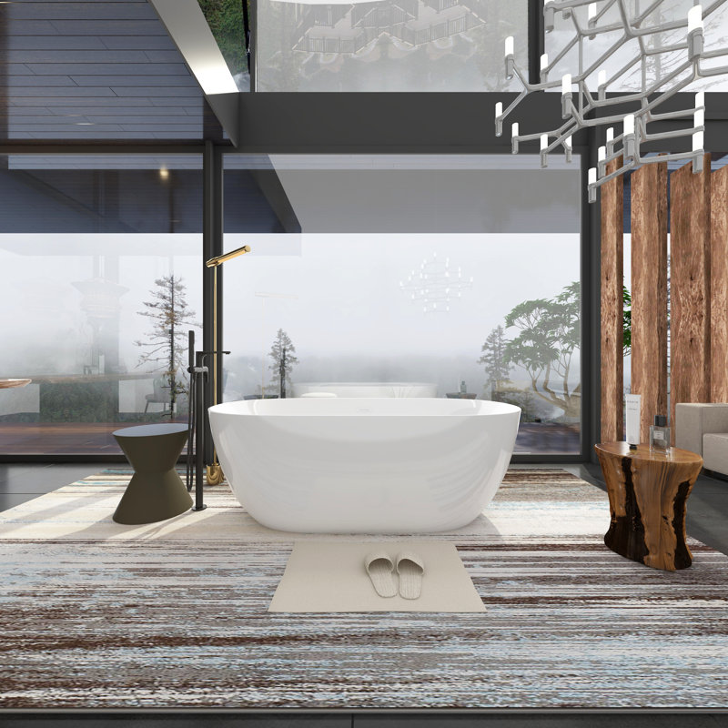 55" x 28" Freestanding Soaking Acrylic Bathtub