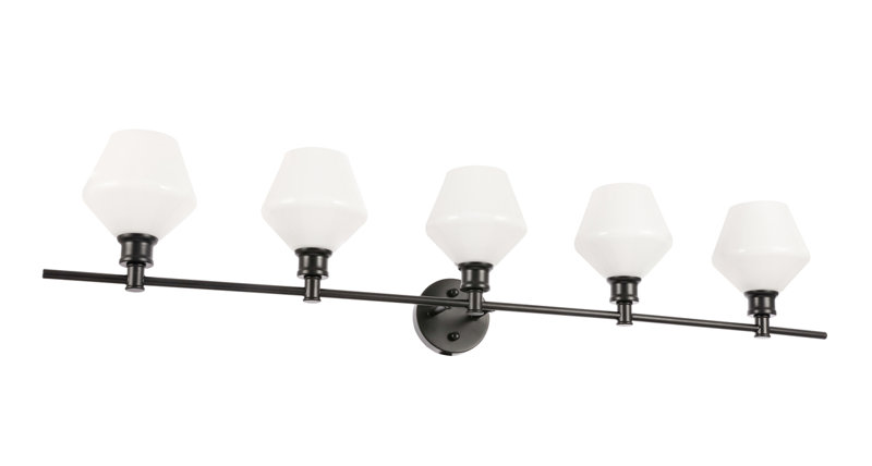 Gene light glass Wall sconce, 5 Lights, Black, White