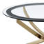 Table basse ronde avec plateau en verre et base en métal