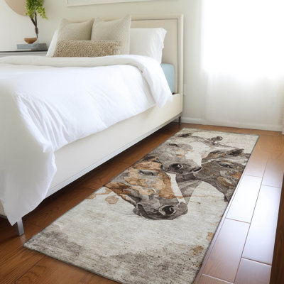 Machine Washable Indoor/Outdoor Cinead ACN1718 Beige Rug