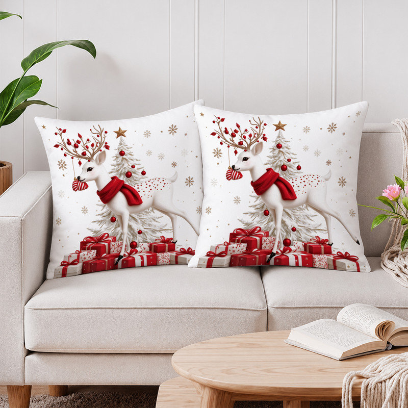 Housses de coussin JYK, Ornements de cerf blanc rouge