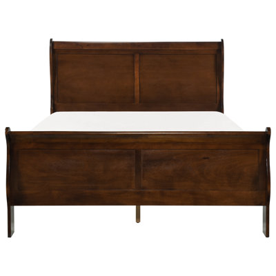 Lit traditionnel en cerisier brun, mobilier en bois pour un rêve serein