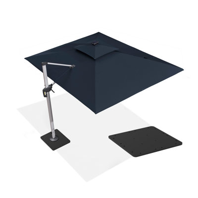 9' X 12' Solar Powered LED Lighted Patio Umbrella Outdoor Rectangle Umbrella With Steel Plate Base,Black