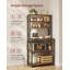 Baker's Rack With Power Outlet, Coffee Bar For Kitchen With Storage, 6-Tier Kitchen Shelves With 6 Hooks, Microwave Stand, 40 X 80 X 167 Cm-2089424624