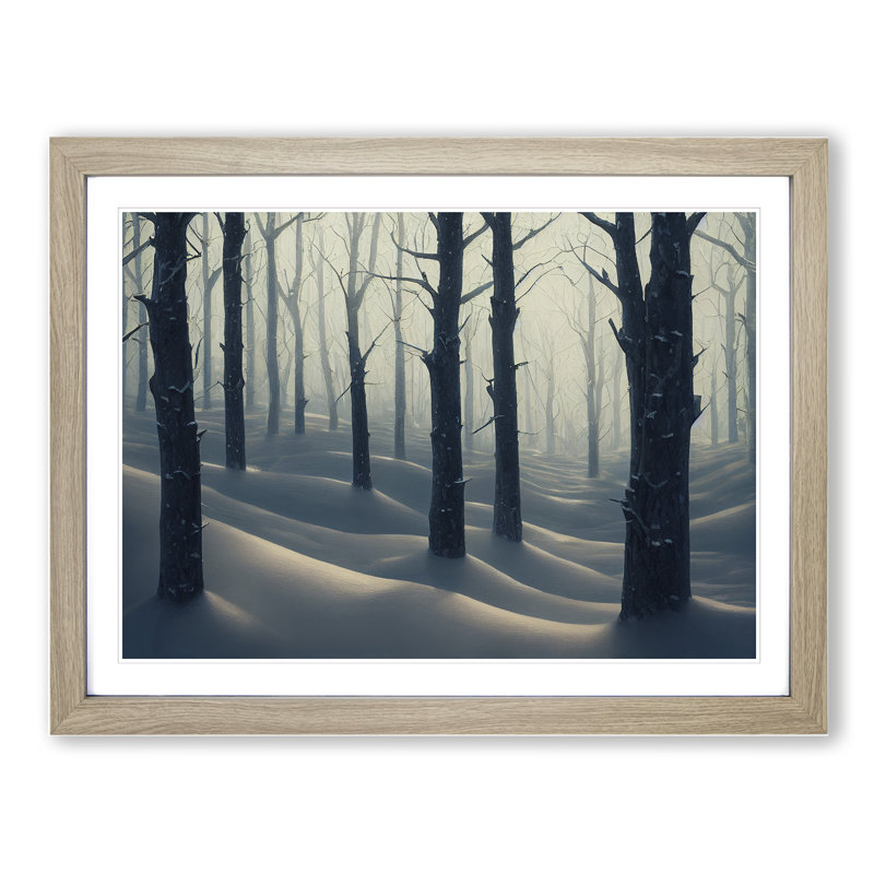 Brave Winter Forest - Single Picture Frame Print, 34cm H x 46cm W x 2cm D, Oak Framed