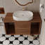 Meuble-lavabo mural avec lavabo ovale, meuble-lavabo flottant avec tablette de rangement ouverte et tiroirs à fermeture en douceur