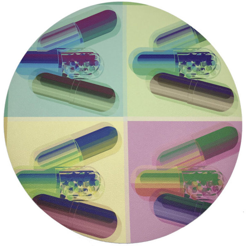 Ode To Hurst Vegan Leather Round Placemats, Psychedelic