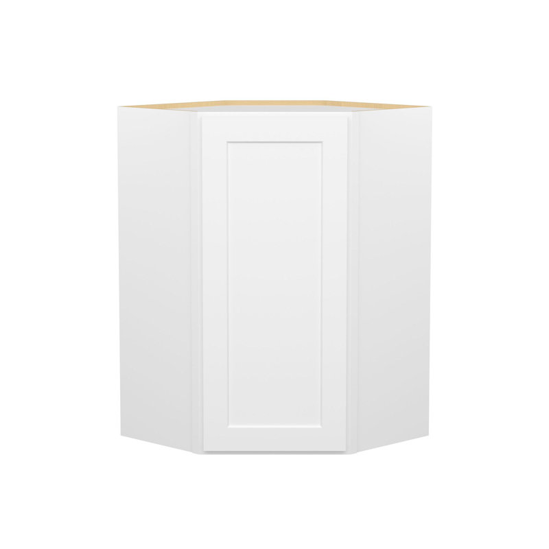 Meuble de cuisine mural diagonal à 1 porte et 2 étagères, à monter soi-même, 30,5 cm (P) x 61 cm (L) x 91,5 cm (H), blanc
