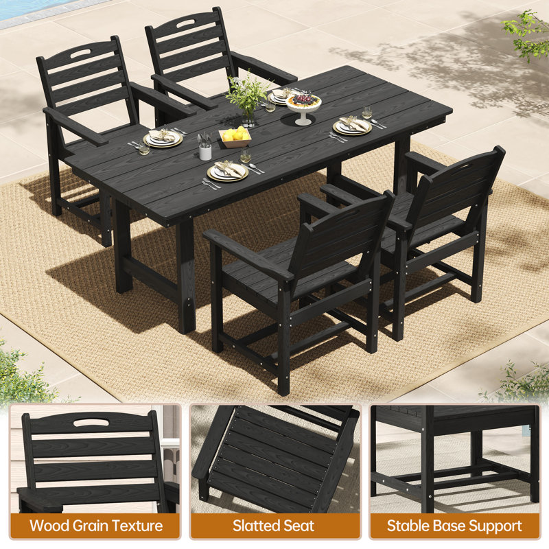 Ensemble de salle à manger de patio avec chaises à accoudoirs Hdpe, 4