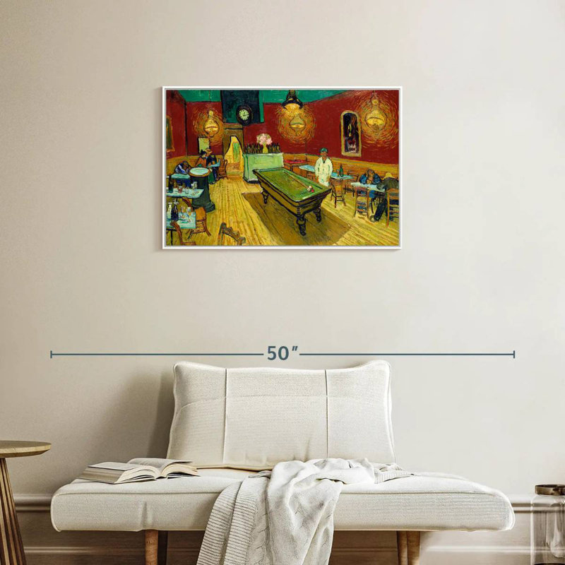 The Night Cafe, 31 po x 21 po, Cadre flottant blanc