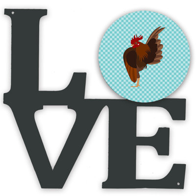 Décoration murale en métal love serama de poulet en métal