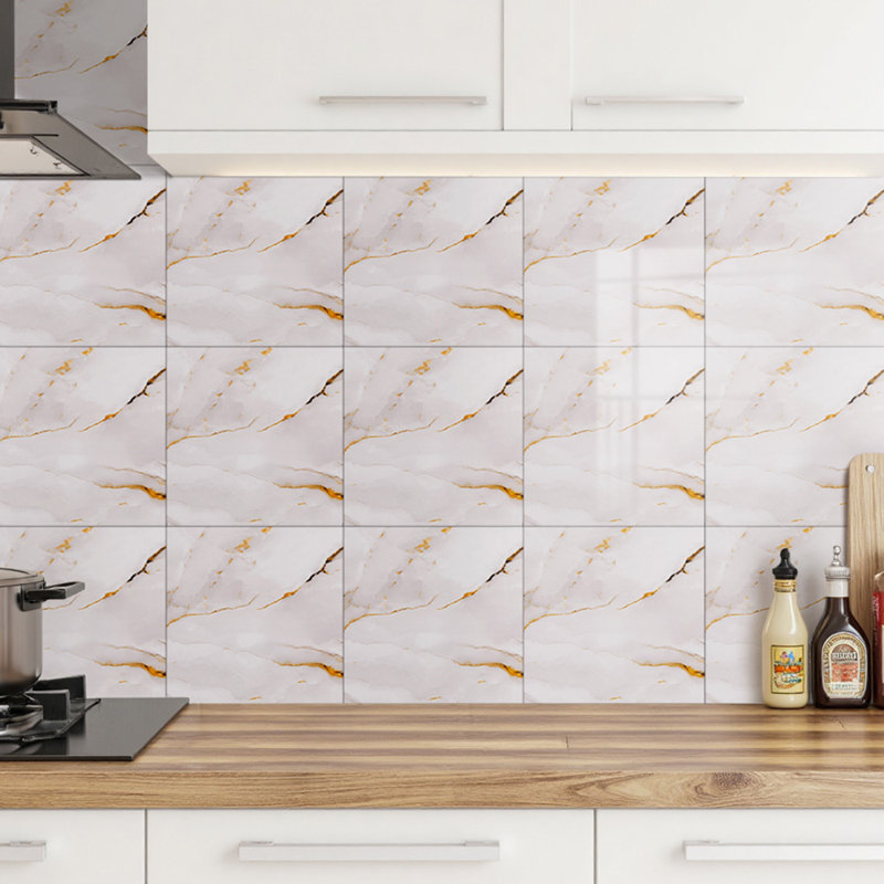 Polyvinyl Chloride (PVC) Peel and Stick Field Tile, 40 cm x 40 cm, Light Grey/Brown