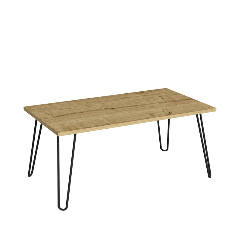 Coffee Table With Metal Legs, 46.8cm H x 90cm W x 50cm D, Oak