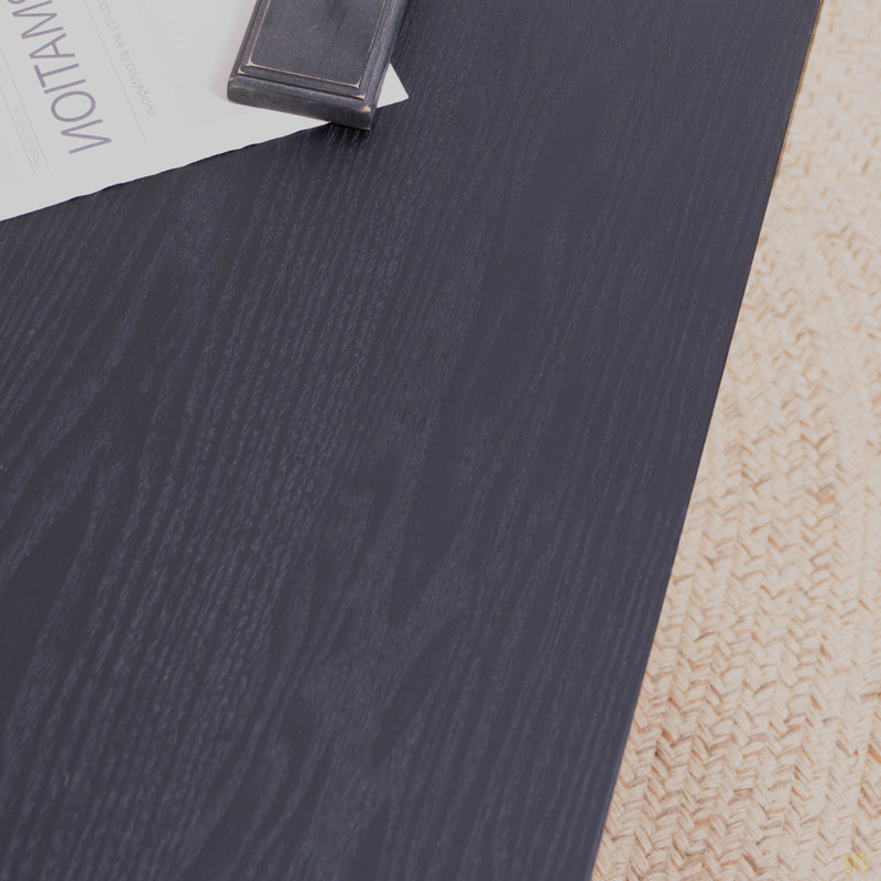 Table basse 47,2 "en bois massif sculpté - aspect fabriqué à la main avec panneaux latéraux ornés, Noir