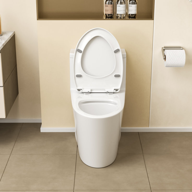 Toilette allongée de salle de bain moderne une pièce à chasse double de 1,6 / 1,1 GPF avec siège à fermeture en douceur et conforme ADA