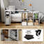 Bureau en L 67 po noir avec station de charge et plateau tournant à 360 °, bureau d'ordinateur multifonctionnel pour le bureau, la chambre à coucher et le salon-1574660793